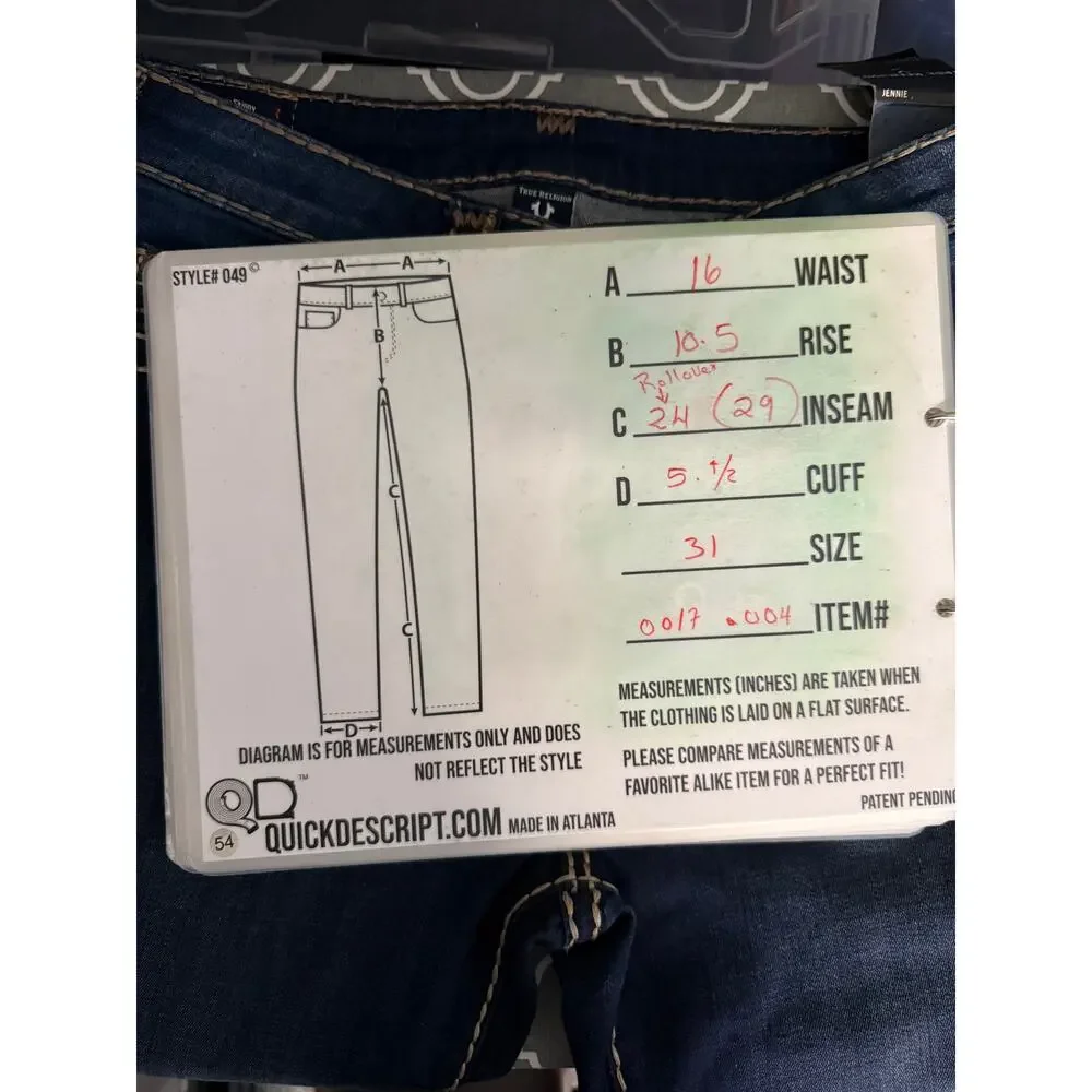 True Religion Jennie mid rise curvy skinny jean bright sapphire sz 31